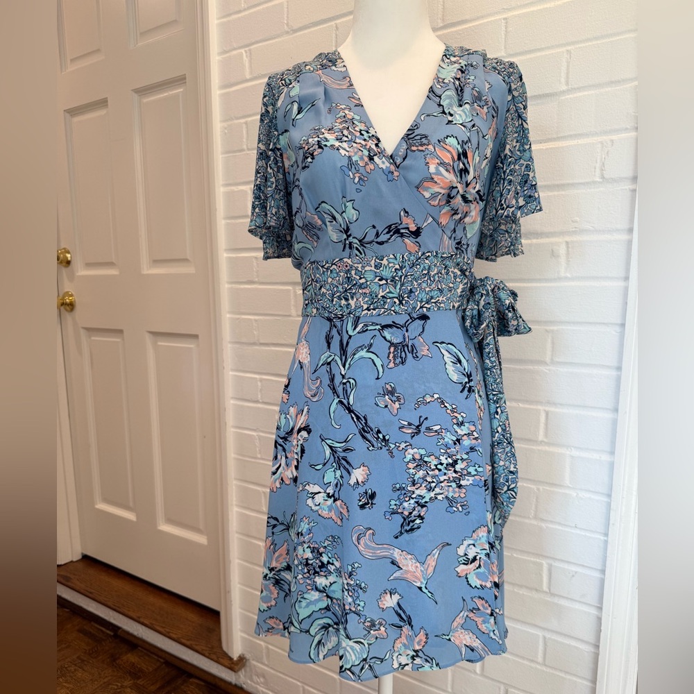 BCBG floral wrap mini dress